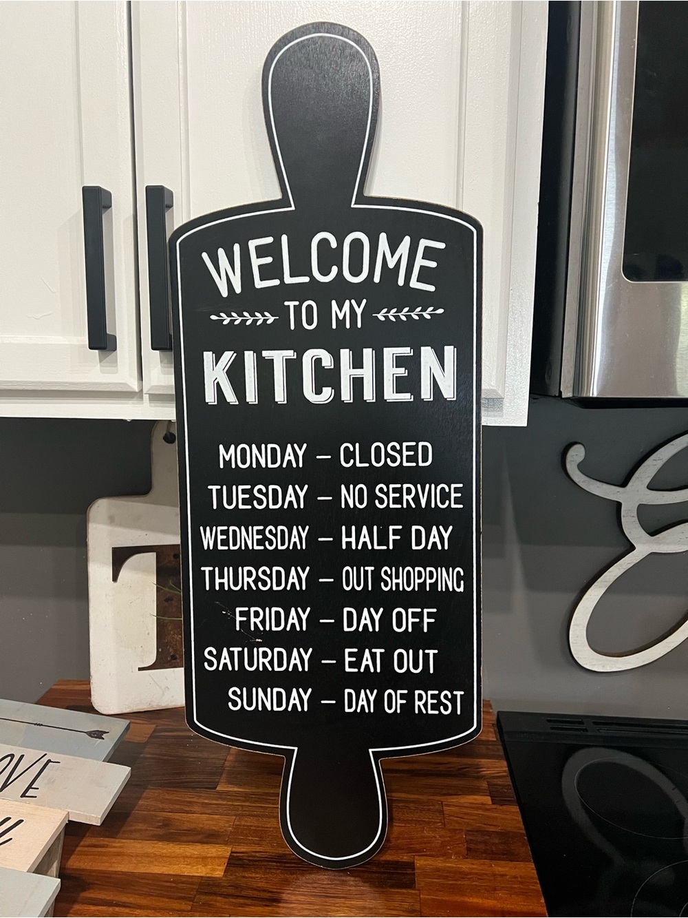 Welcome to My Kitchen Black Decorative Paddle Sign - Home Kitchen